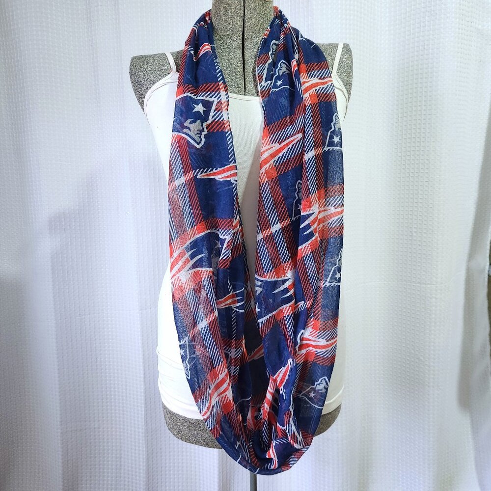 New England Patriots Infinity Scarf Sheer Blue Red White Unisex Adult Po…